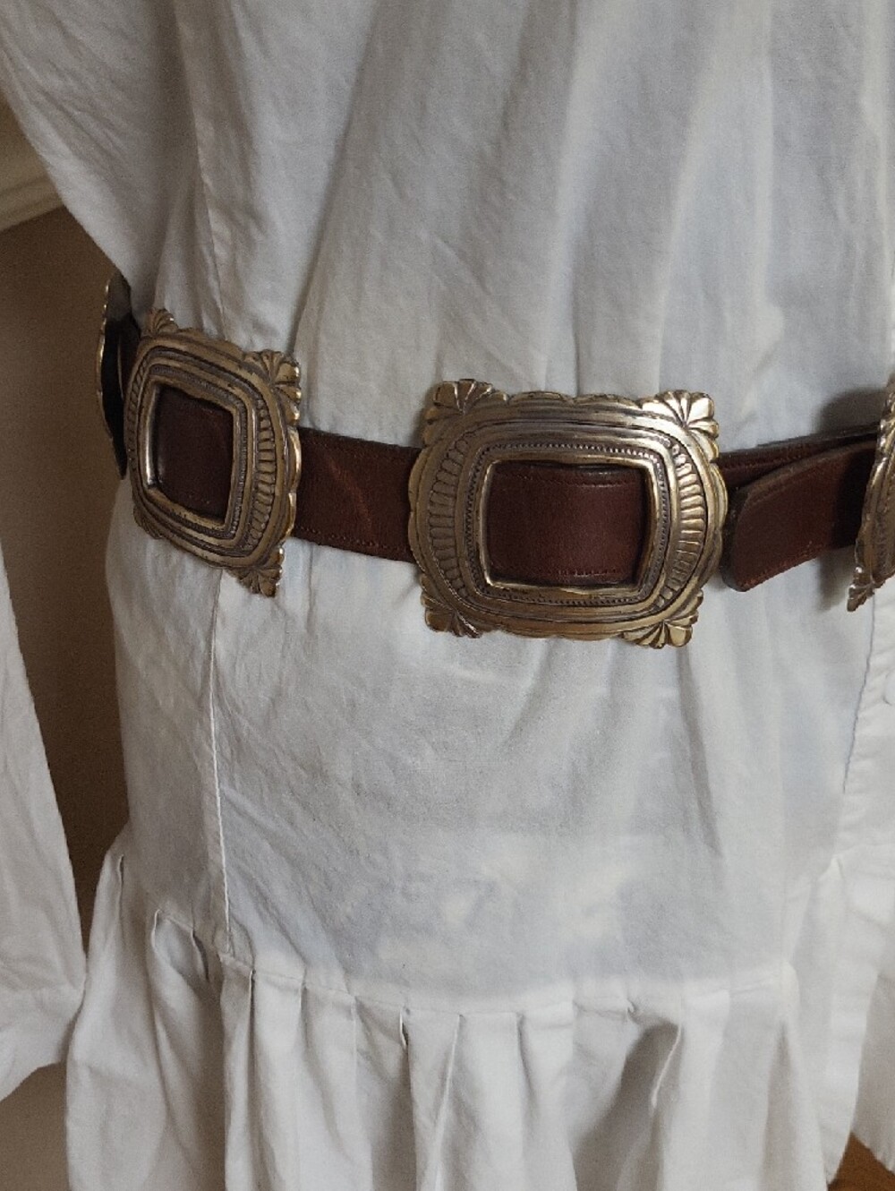AUTHENTIC Vtg. Lady Nadim Leather Western Concho Belt, Small - Picture 2 of 12